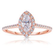 14k White Gold Marquise Cut Halo Diamond Engagement Ring - Rm1301m